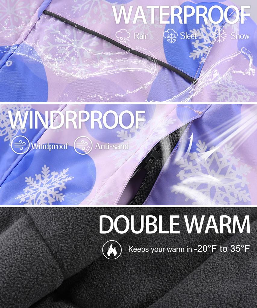 Hiheart Ski and Snowboard Wear Set for Down Jacket and Snow Flower Size 140 Kids' Girls, Pants, 2-Piece Set, Design,