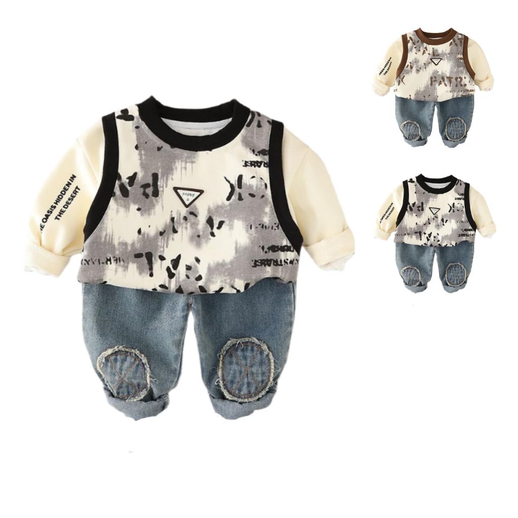 Kids Casual Long-Sleeve Set, Comfortable Daily Wear Outfits