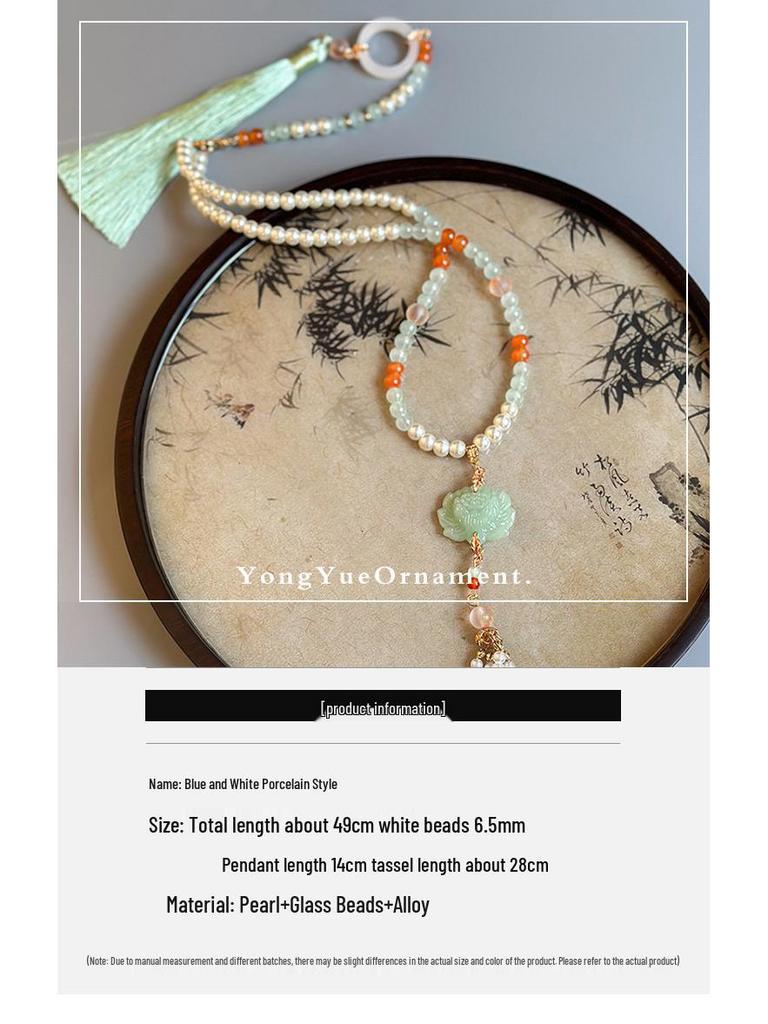 Lotus Yingluo Pendant Necklace: Retro Ethnic Style, Light Luxury, Ancient Chinese-Inspired Horse Face Skirt Accessory