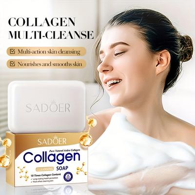 100g Kollagen Multifunktions-Reinigungsseife. Handgemachte Seife zur Körperreinigung. Feuchtigkeitsspendende und ölregulierende Reinigungsseife