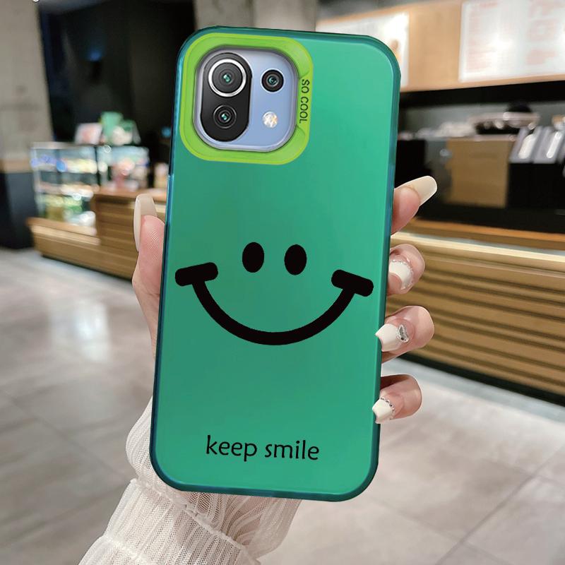 Smiling Face Case For Xiaomi Mi 11 Lite 5G NE 13T PRO 14T Redmi A5 A1 A2 9A Poco C71 Shockproof Hard Back Cover Line Art Sketch