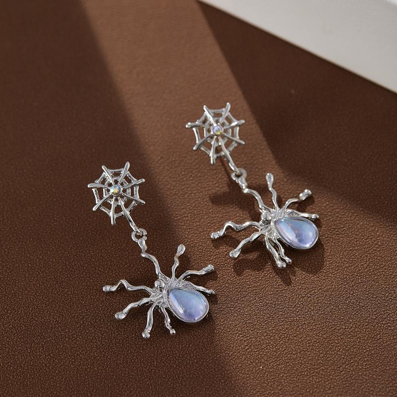 

Готические винтажные черные серьги-гвоздики с лунным камнем в виде паука, женские модные дизайнерские серьги для вечеринки, подарки на Хэллоуин, циркон