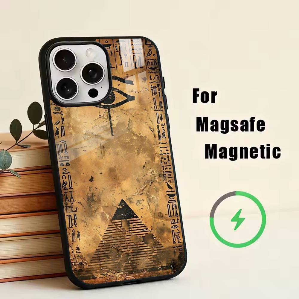 

A-Ancient Egyptian Art Phone Case For iPhone17,16,15,14,13,12,11 Plus,Pro Magnetic For Magsafe Wireless Charging iPhone13PROMAX