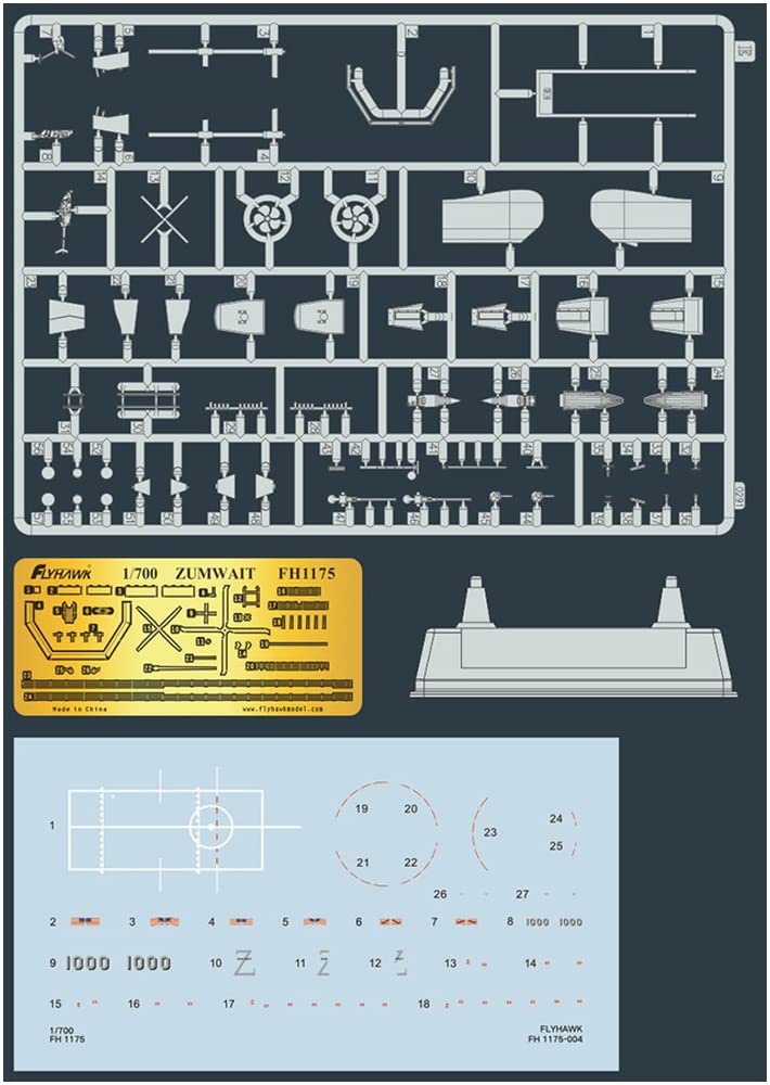 Flyhawk 1/700 Scale US Navy Guided Missile Destroyer USS Zumwalt DDG-1000 Plastic Model Kit, FLYFH1175, Molded In Color