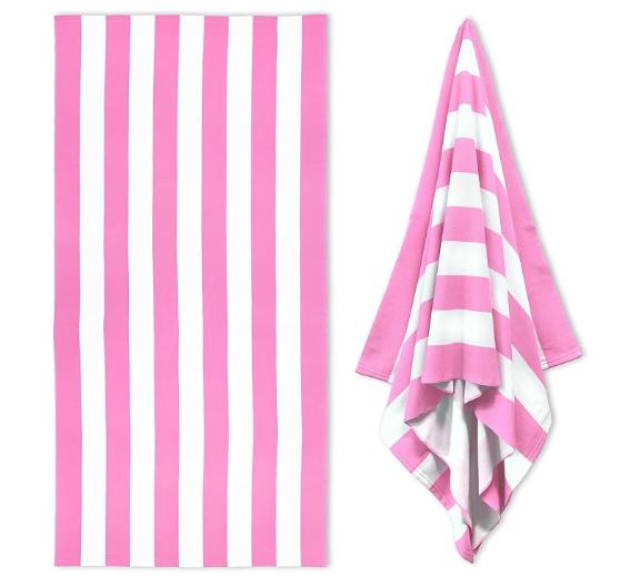 Pastellfarbenes Cabana-Streifen-Badetuch, Schnell trocknende weiche Baumwolle, Lavendel, Rosa & Gelb gestreiftes Design für den Sommer am Pool
