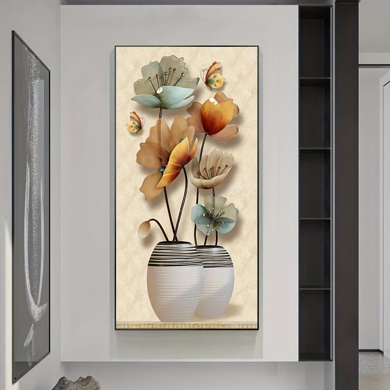 1 Stücke Retro Schmetterling Und Blumentopf Leinwand Gemälde Vintage Poster Abstrakte Kunst Blume Bilder Drucken Chinesischen Stil Wandgemälde Für Wohnzimmer