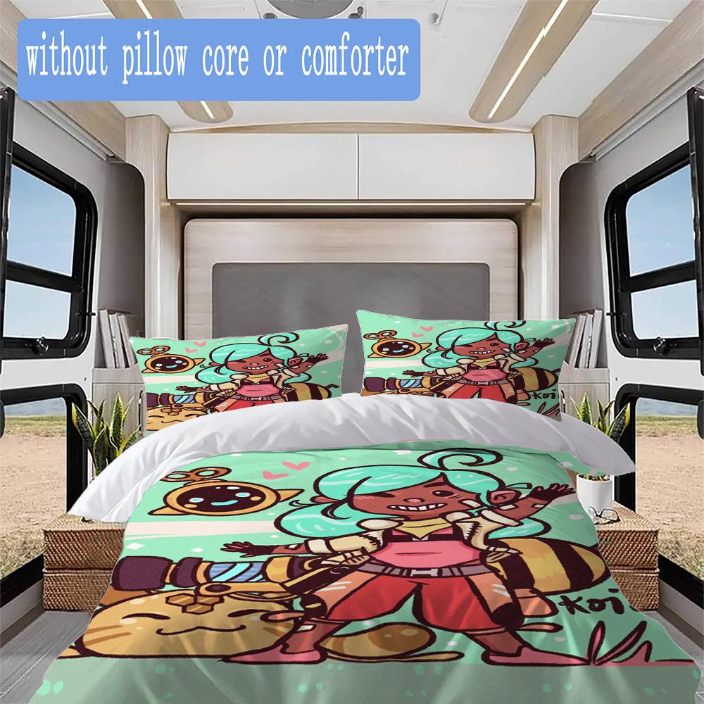 Slime Rancher-inspired Pattern Bedding,Quilt Set Quilt Cover Pillowcase Home Birthday Gift (1*duvet Cover+2*pillowcase,without core)XSJT0917187