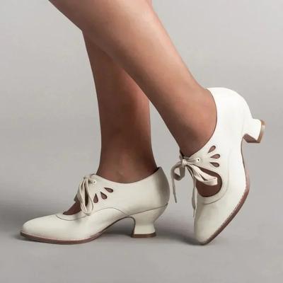 Scarpe Retro Jane da Donna Vintage con Lacci Tacco Basso Vestito Zapatos da Donna Design di Marca Ala di Farfalla Scarpe Derby Taglia Plus