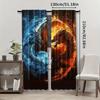 2pcs Dragon Rod Pocket Curtains   Woven Polyester Pongee Blackout Panels   Tai Chi and Fire Pattern   Semi-Sheer Embossed Window Dr