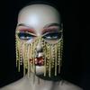 High-End Luxury Rhinestone Tassel Masquerade Mask with Zircon Embellishments