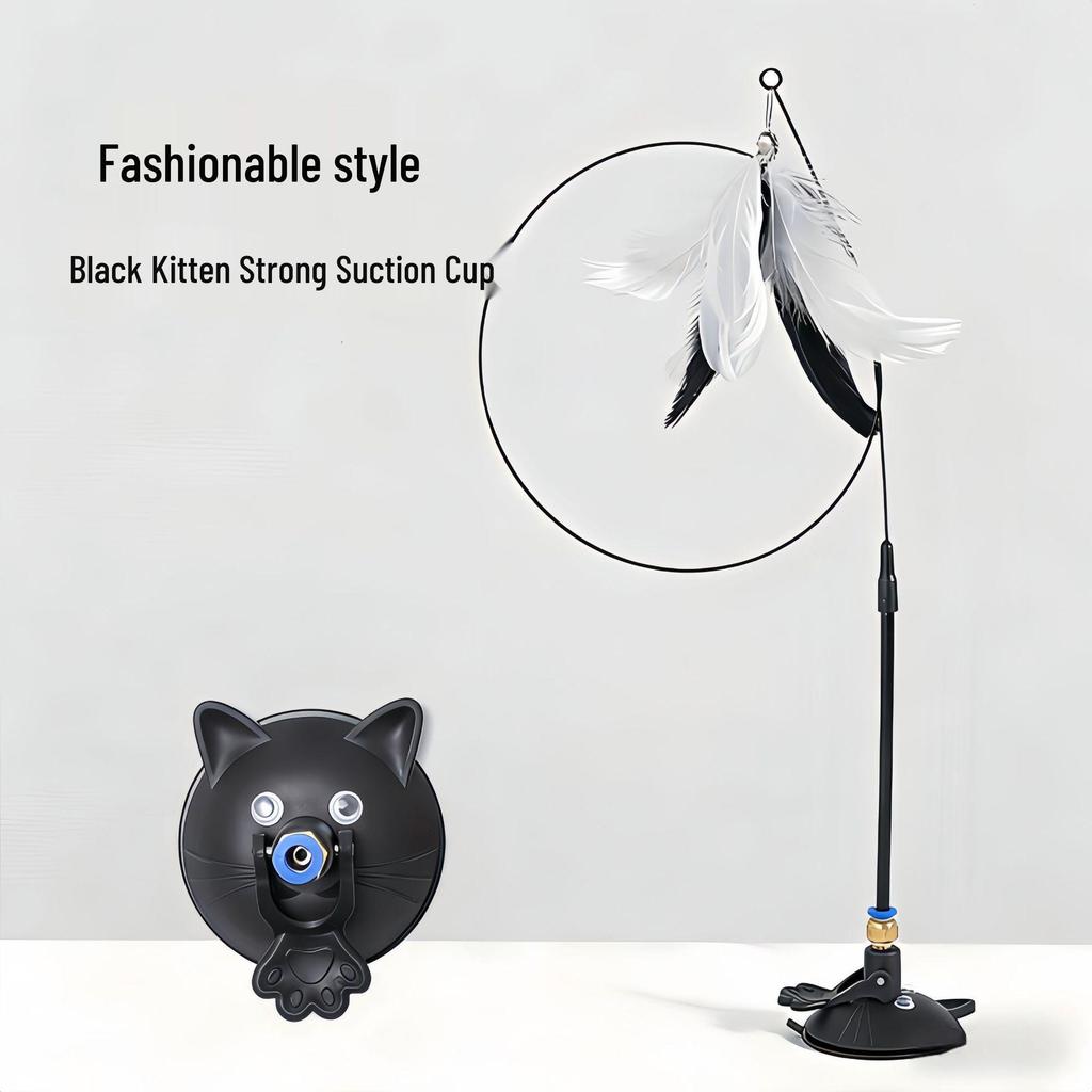 Long Rod Steel Wire Feather & Bell Cat Teaser - Durable Bite-Resistant Interactive Toy
