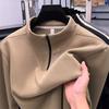 Men's Half Zipper Print Long Sleeve Hoodie Autumn Winter Solid Color Thickened Casual Commuter Men'swear Top