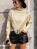 Otoño e invierno nueva ropa europea y americana para mujer suéter suelto con flecos suéter de punto suéter de cuello alto mujer