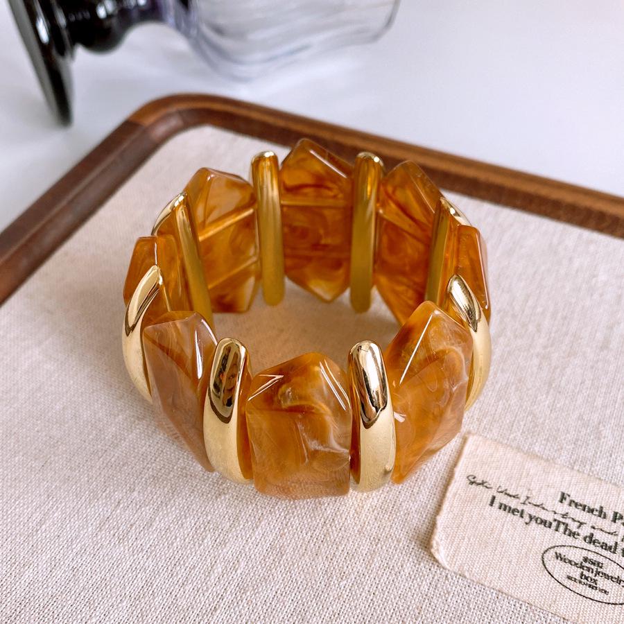 Bracciale Ovale in Acrilico Marmo Europeo e Americano - Pezzo di Gioielleria Retro alla Moda