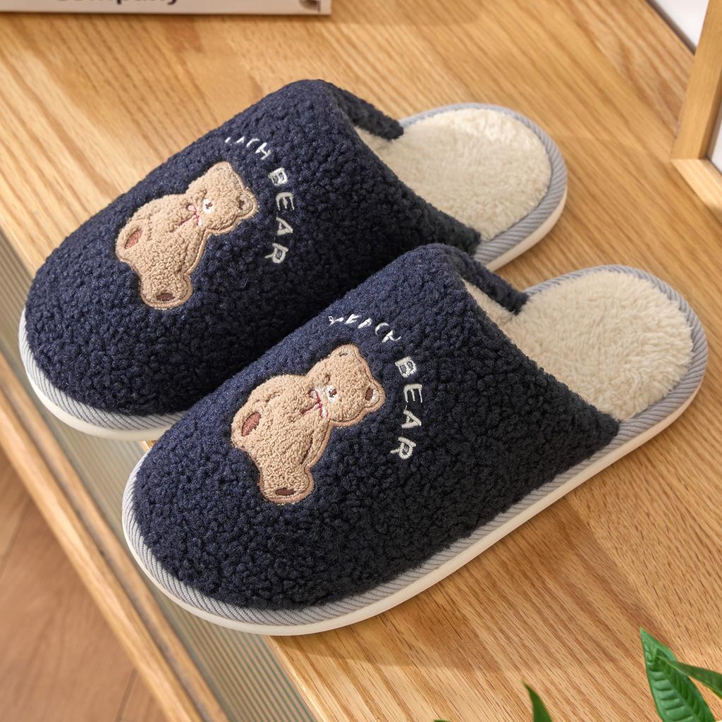 Cute Cartoon Cotton Slippers Autumn and Winter New Indoor Home Couple Thick-soled Warm Plush Cotton Shoes