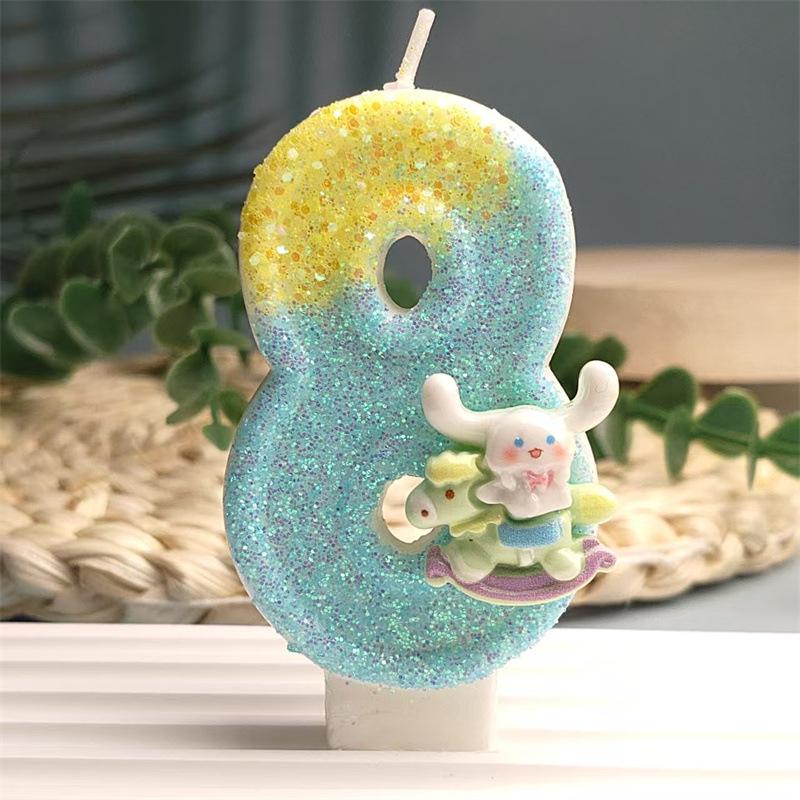 Creative Design Cute Cartoon Pacchard Dog Digital Candle Birthday Cake Decoration Digital Candle Atmosphere