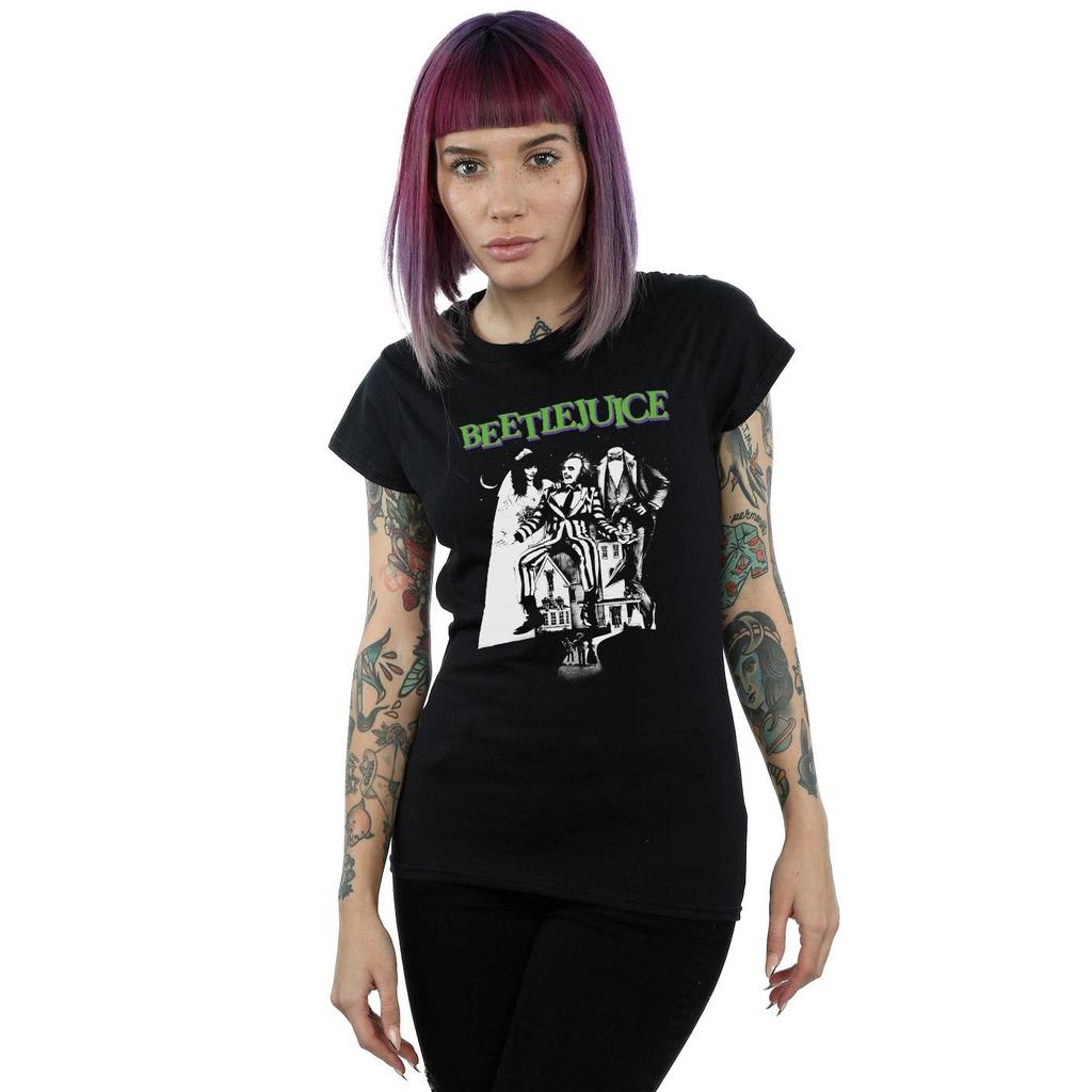 Beetlejuice Womens/Ladies Mono Poster Cotton T-Shirt