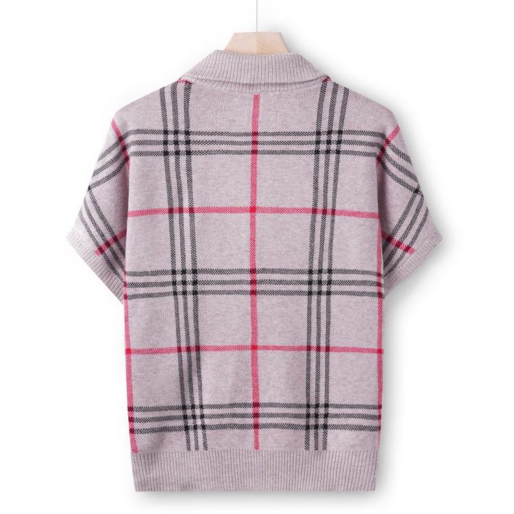 Fashionable Grandma Wear Autumn New Knitted Sweater Vest 60 Years Old 70 Mother Wear Zipper Sweater Jacket Plaid Top