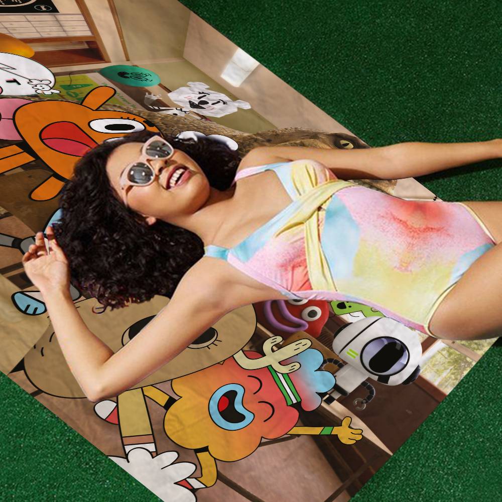 The Amazing Funny W-world Of Gumball Microfiber Blanket Quick Drying Beach Oversized Printing Super Absorbent Pool Towel Blanket