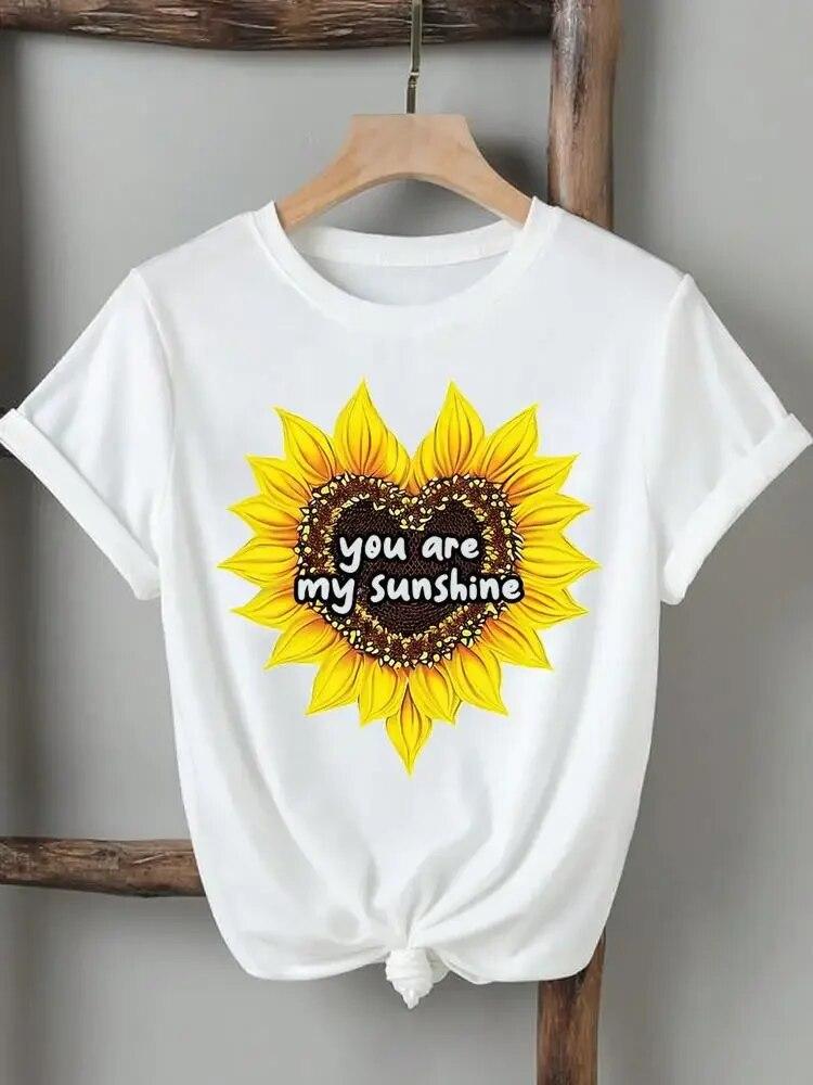 Women Lady Tshirts Printed Fashion Casual Tee Flower Wing Butterfly 90s Short Sleeve Graphic T Top Clothing Printing T-Shirt Unisex