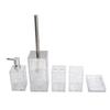 Bathroom Accessories Set Soap Dispenser Soap Dish Toothbrush Holder Cup Toilet Brush and Holder Transparent White