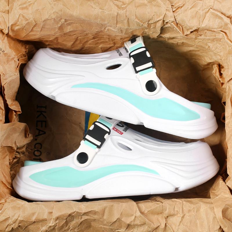 

Hole shoes men s 2025 summer new thick-soled outer wear non-slip heightening sports stepping on shit feeling couple beach bag head drag 45