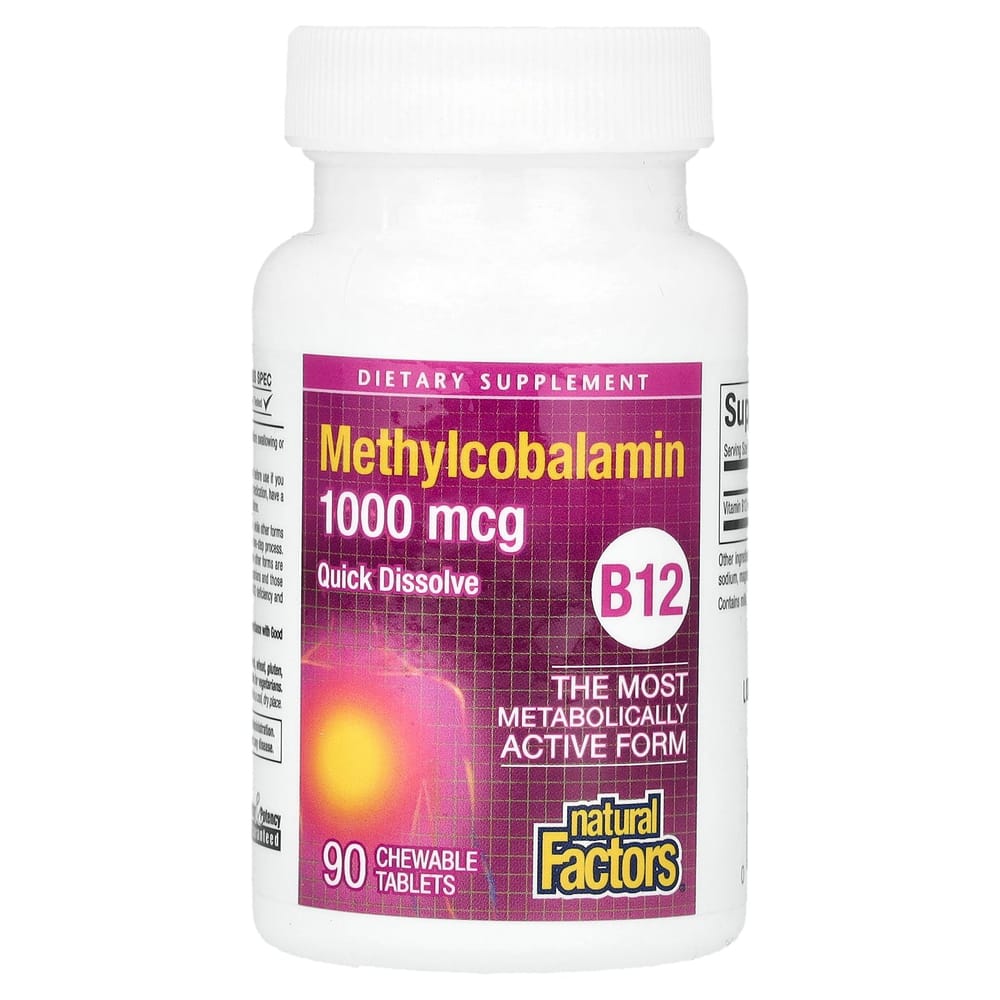 Natural Factors B12 Methylcobalamin 1000mcg Chewable, 90 Tablets