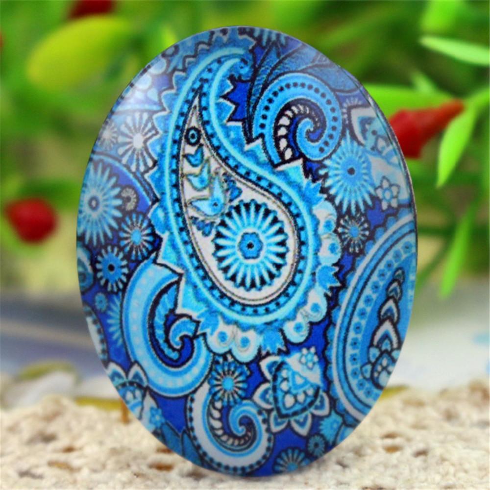 2pcs 30x40mm New Fashion Color 4 Style Handmade Photo Glass Cabochons Pattern Domed Jewelry Accessories Supplies