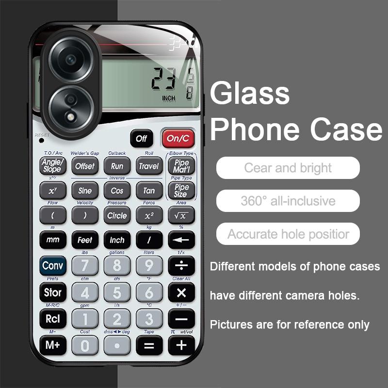 Funny Digital Calculator Pattern Tempered Glass Phone Case for OPPO Realme 13 Pro Plus 12 11 10 9i C55 X7 GT Neo 2 3T Hard Cover