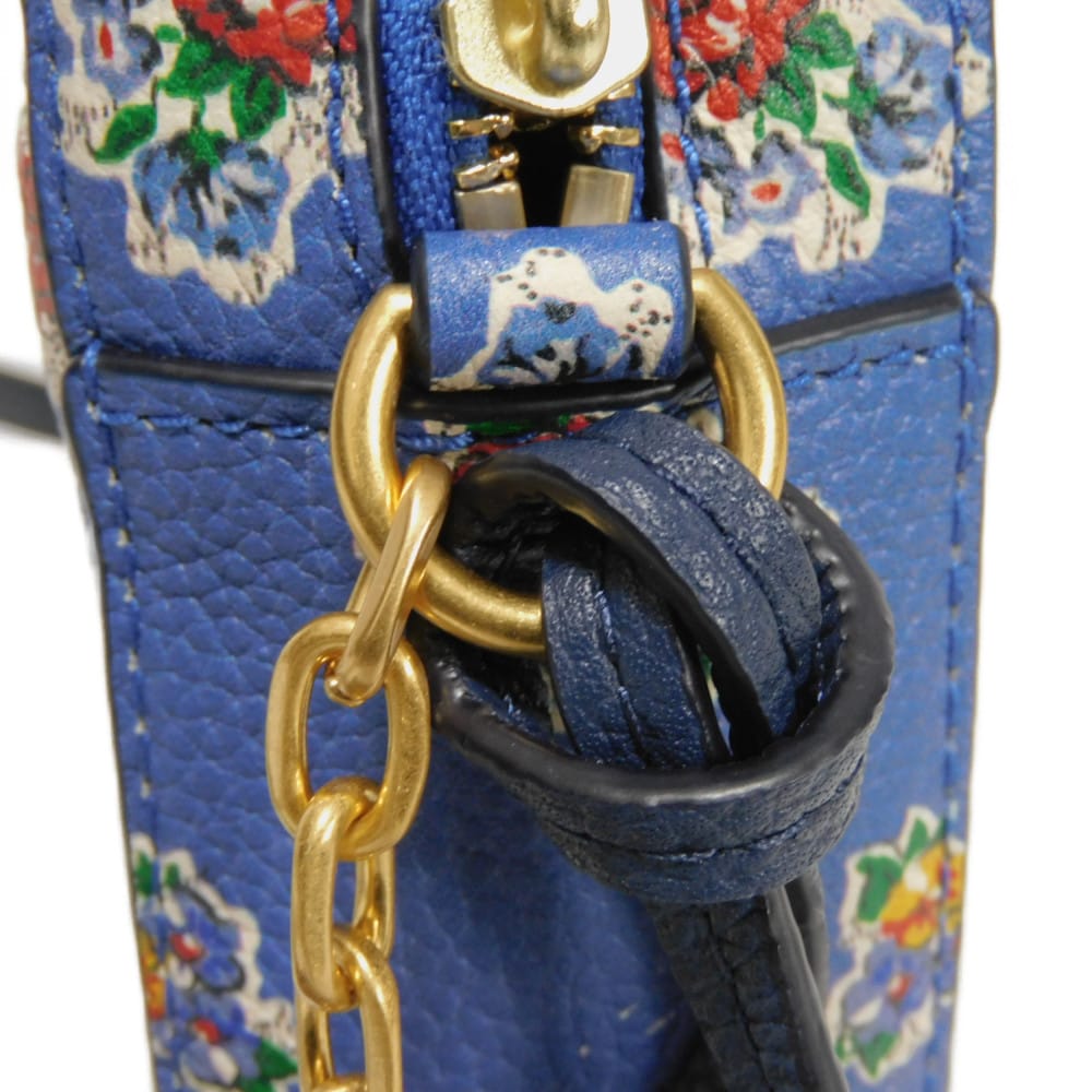 Used McGraw Floral Camera Bag (10833) 64449 7921 Floral Multicolor Chain Shoulder Bag with Double T Logo Blue Women's