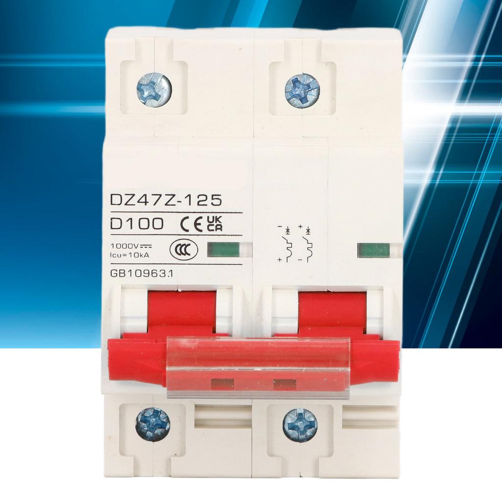 Circuit Breaker 2P D 47  125 100A DIN Rail  ature Circuit Breaker for Solar PV System 1000V