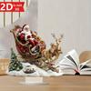 2D Santa & Reindeer Sled Pendant. Multi-purpose holiday decor for home, office & coffee shop.