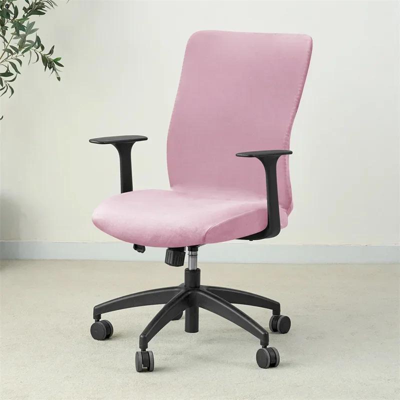 Velvet Office Chair Cover Solid Color Removable Armchair Slipcover Dust-proof Rotating Gaming Desk Seat for Competer Room Hotel