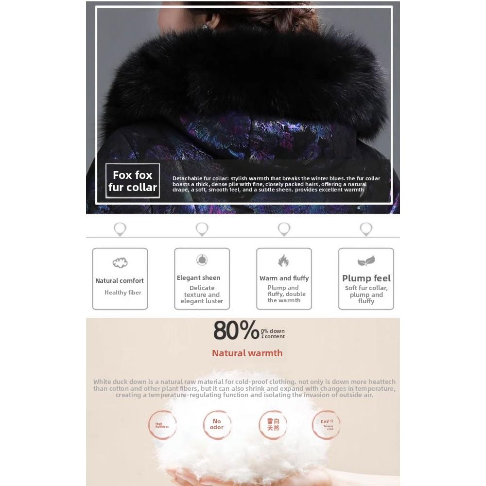 Mom's Embossed Medium and Long Middle-aged and Elderly Down Jackets for Women Fattened and Thickened New Winter Jackets