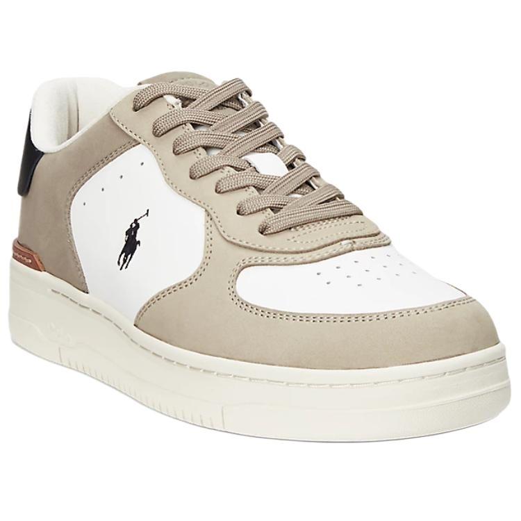 Polo Ralph Lauren Masters Court Leather Round Toe Lace-Up Flat Low-Top Sneakers Men sneakers Light-Brown 100037264TONAL-MILK
