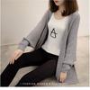 Spring and Autumn Women's Mid-length Knitted Cardigan Coat Loose with V-neck Top