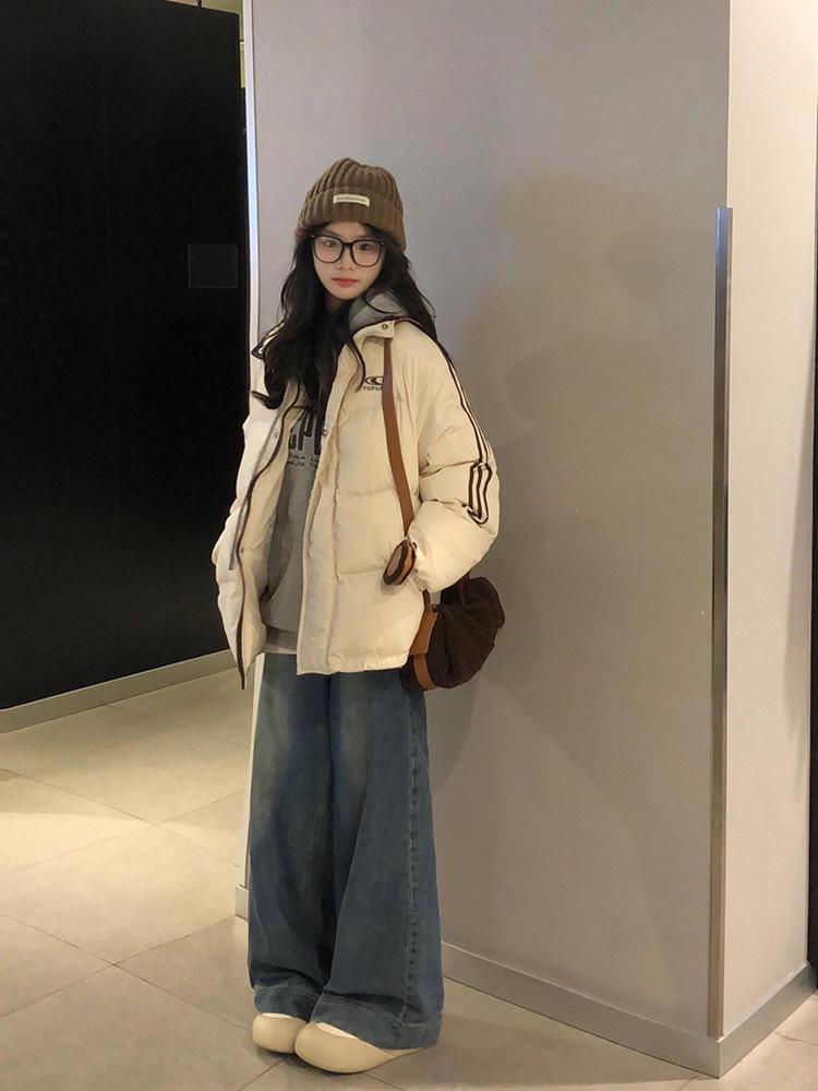 Women's 2025 Striped Stand Collar Winter Cotton Jacket