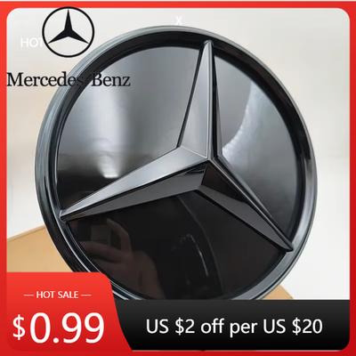 Hot Car Sticker 2025 Silver Black Front Grille Star Badge Emblem OEM 3D Flat Surface For Mercedes Benz W205 W177 W217 R231 W118