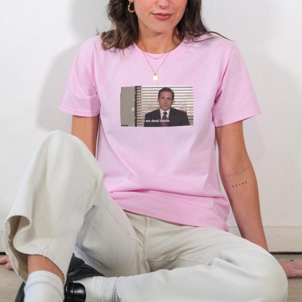 Estoy Muerto por Dentro Michael Scott Camisetas Gráficas The US Office Unisexs Mujer Meme Regalo Divertido Camiseta Algodón de Alta Calidad