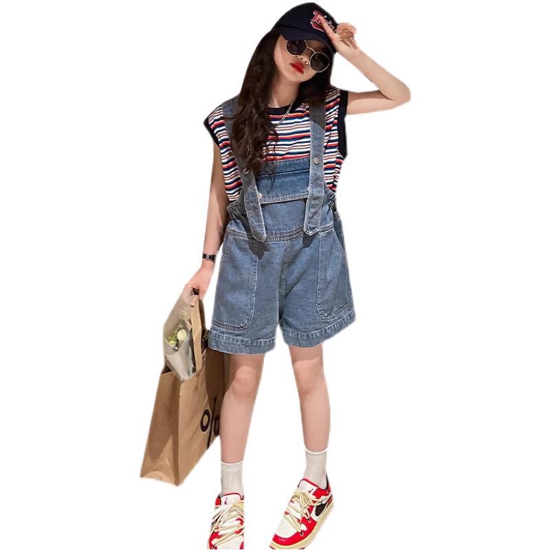 Girls' Trendy Summer Denim Overalls - Korean Style Thin Casual Shorts