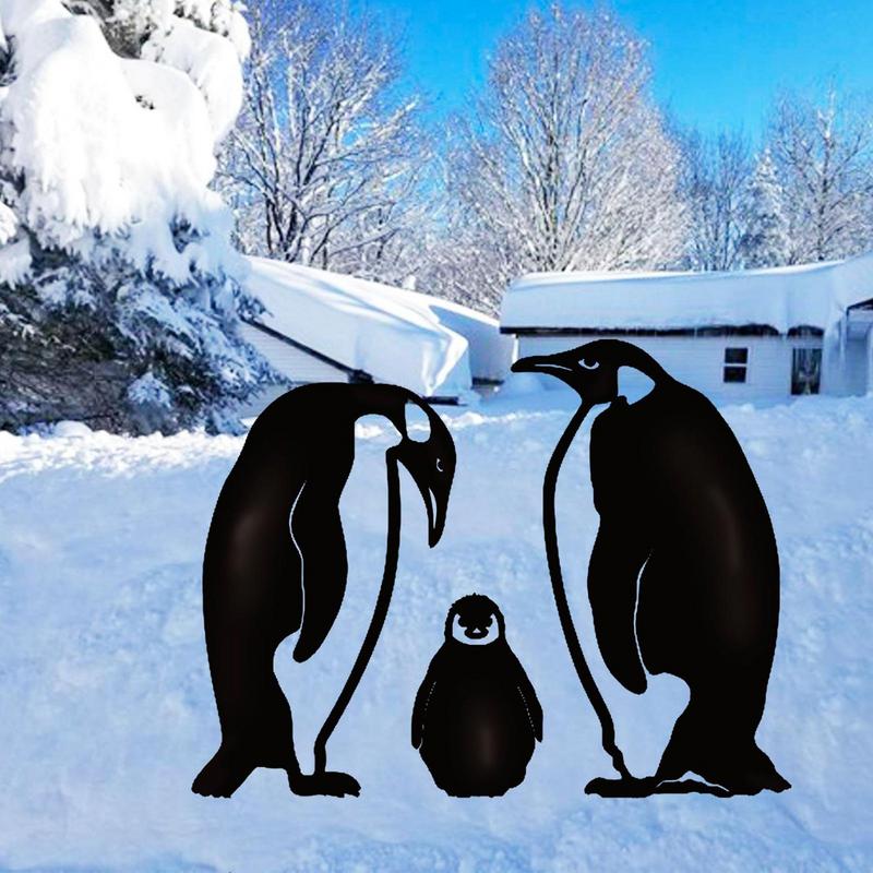 

Black Metal Penguin Art Garden Penguin Family Yard Art Gardening & Lawn Care For Thanksgiving Christmas Thanksgiving Christmas чёрный
