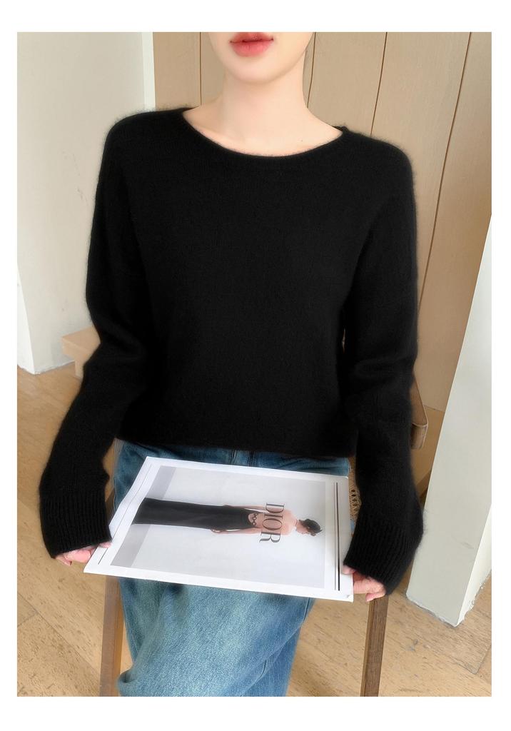 Women's Round Neck Cashmere Sweater: Autumn/Winter Jacquard Knitwear Top