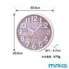 MAG Wall Continuous Second 3D Clock, 30.0cm Diameter, Analog, Crepe, Quiet, Hand, Letters, Pink, W-760PK-Z