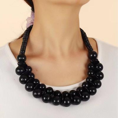 JMXD-Exotic, Bohemian Vintage Sweater Chain Long Necklace, Wood Bead String