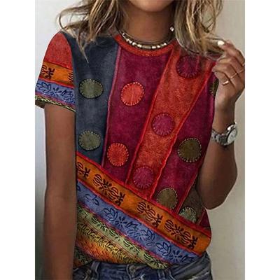 Fashion Ethnic Style Geometric T-Shirts Retro 3D Print Women Oversized Short Sleeve T Shirt Harajuku Tops Tees Woman Clothing