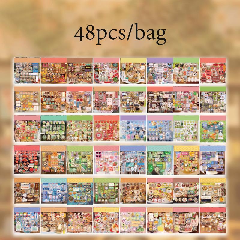 

48Pcs/bag Flash Sand Cut Film Sticker Book Creative DIY Handbook Material Decoration Phone Case Journal Scrapbook Calenda