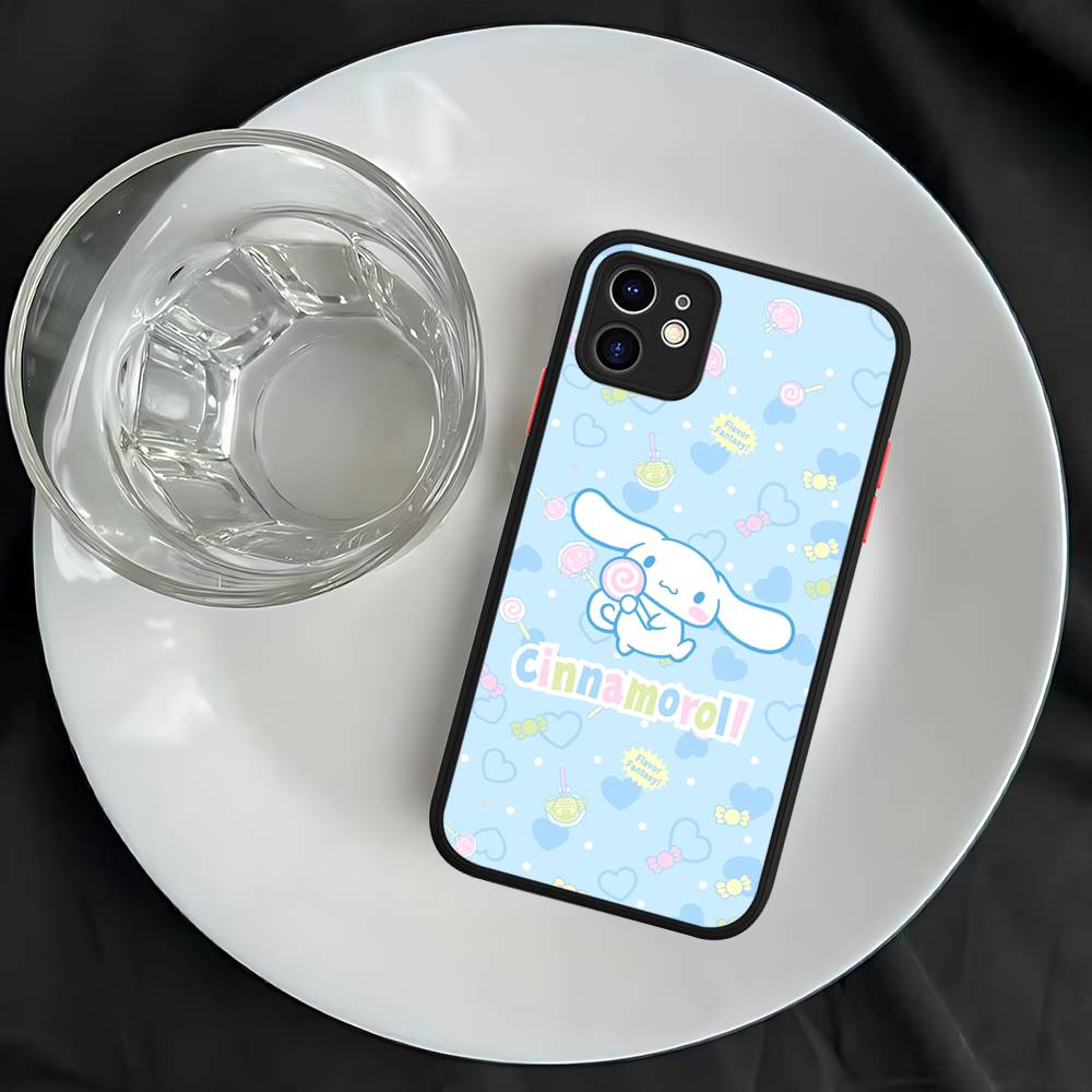Caroon Cute C-Cinnamorolls Matte Transparent Phone Cover For iPhone Case 16 15 14 13 12 11 Pro Max X XS Max Plus