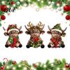 Unique Tabletop Sculptures for Living Room 3Pcs Christmas Highland Cow Figurine, Resin Yak Statues with JOY Letter Sign, Elegant Ornaments Gift