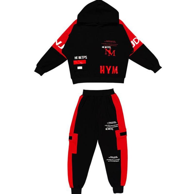 Spring Autumn Children Hooded Sweatshirt + Sweatpants Set Boy Letter Print Casual Sports 2-piece Suit Kids Hoodie Sportswear