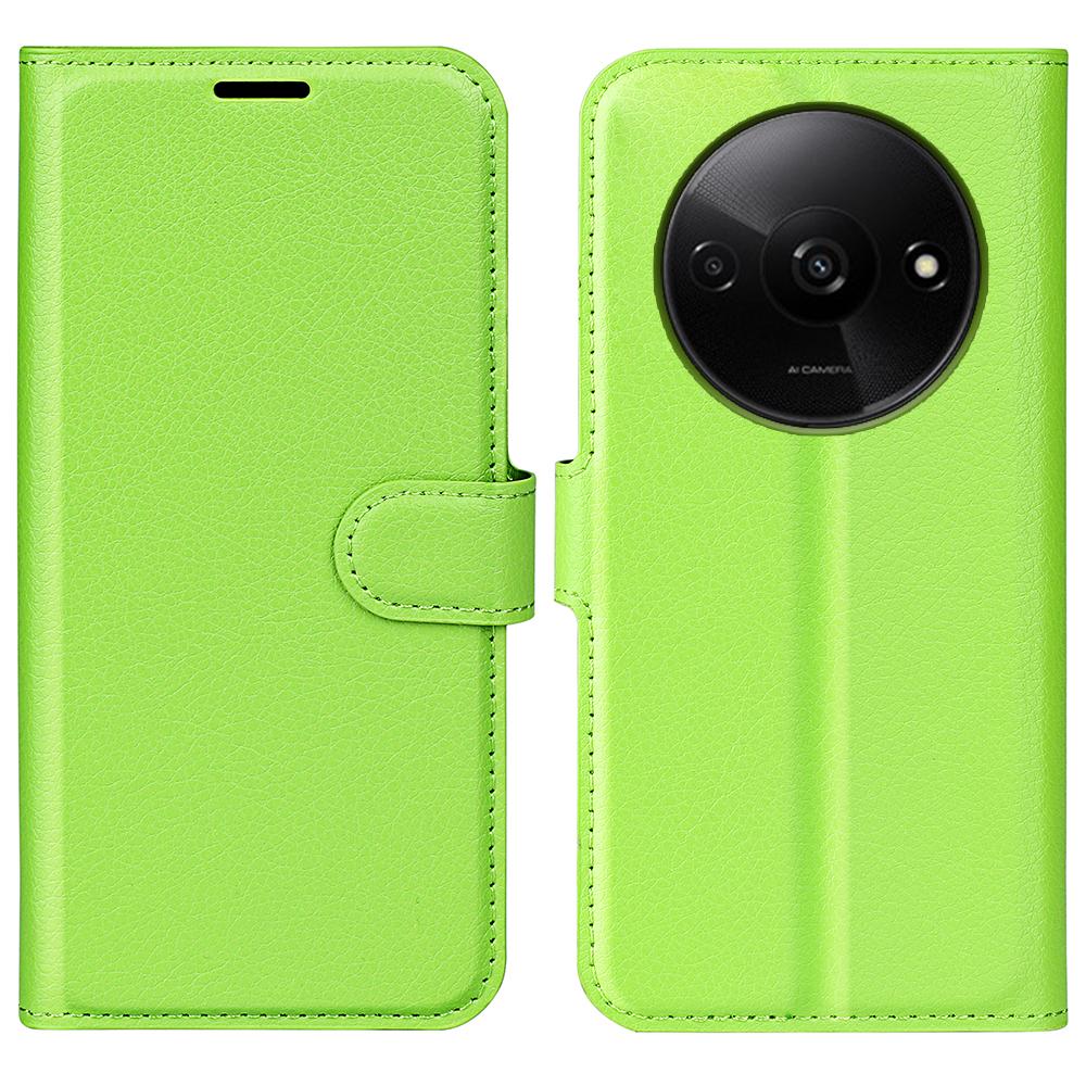 For Xiaomi Redmi A3 4G/Poco C61 4G Case Litchi Texture PU Leather Folding Stand Phone Cover